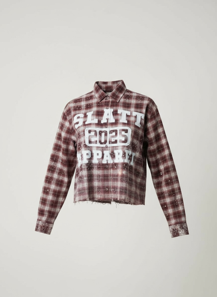 RED SUN FADED DISTRESSED RHINESTONE FLANNEL