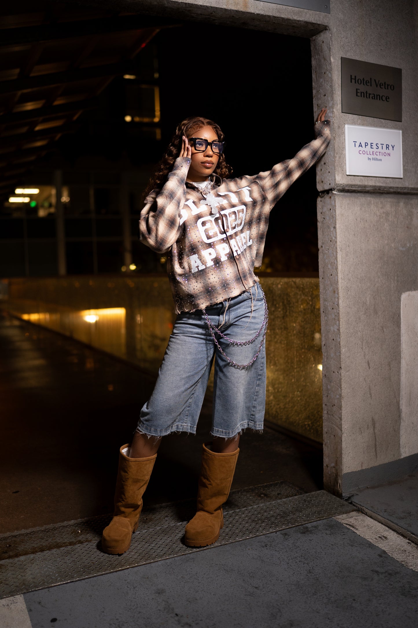 IVORY SUN FADED DISTRESSED RHINESTONE FLANNEL