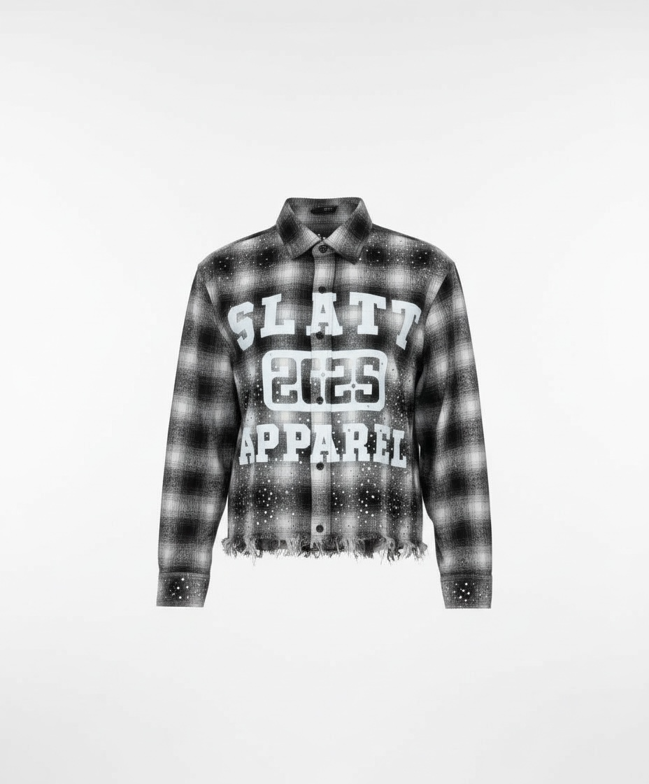 BLACK SUN FADED DISTRESSED RHINESTONE FLANNEL