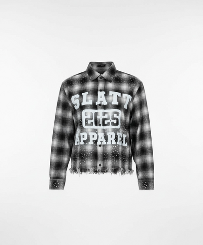 BLACK SUN FADED DISTRESSED RHINESTONE FLANNEL