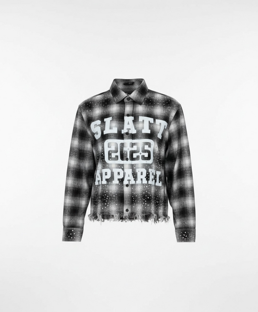 BLACK SUN FADED DISTRESSED RHINESTONE FLANNEL